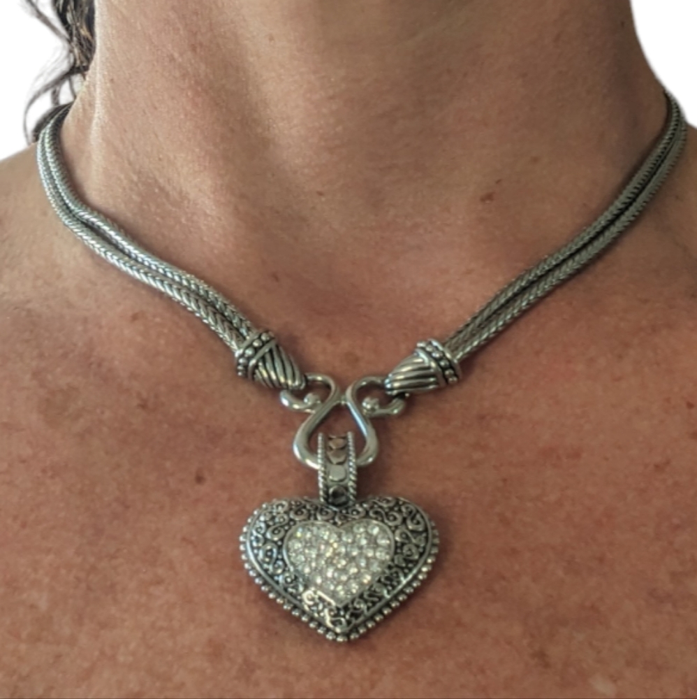 Lia Sophia "Love Dust" Cut Crystal Heart Pendant Necklace